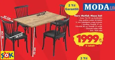 MODA LİFE NERO MUTFAK MASA SETİ MODA LİFE NERO MUTFAK MASA SETİ